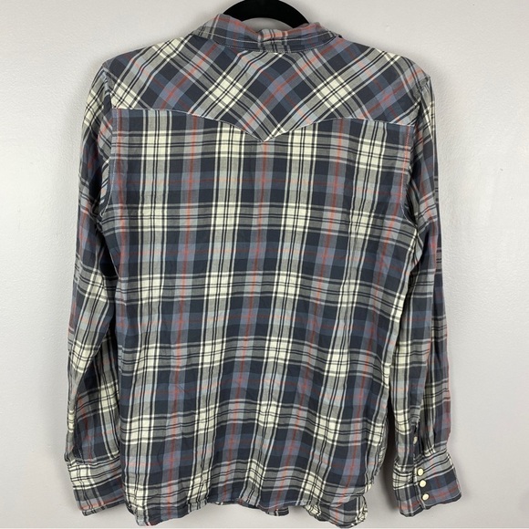 Denim & Supply Ralph Lauren Plaid Snap Down Shirt Small Blue Grey - Picture 11 of 12